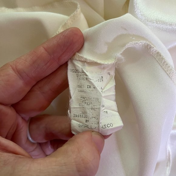 1990s Size S Cream Satin Nightgown Bias-Cut Elegant Glamorous - Picture 2 of 9